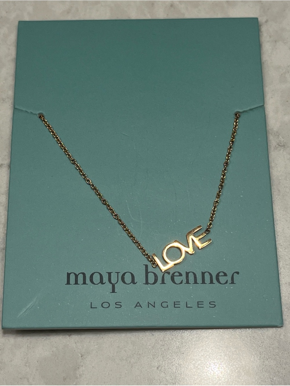 Maya Brenner Los Angeles Gold tone 'LOVE' Pendant Necklace